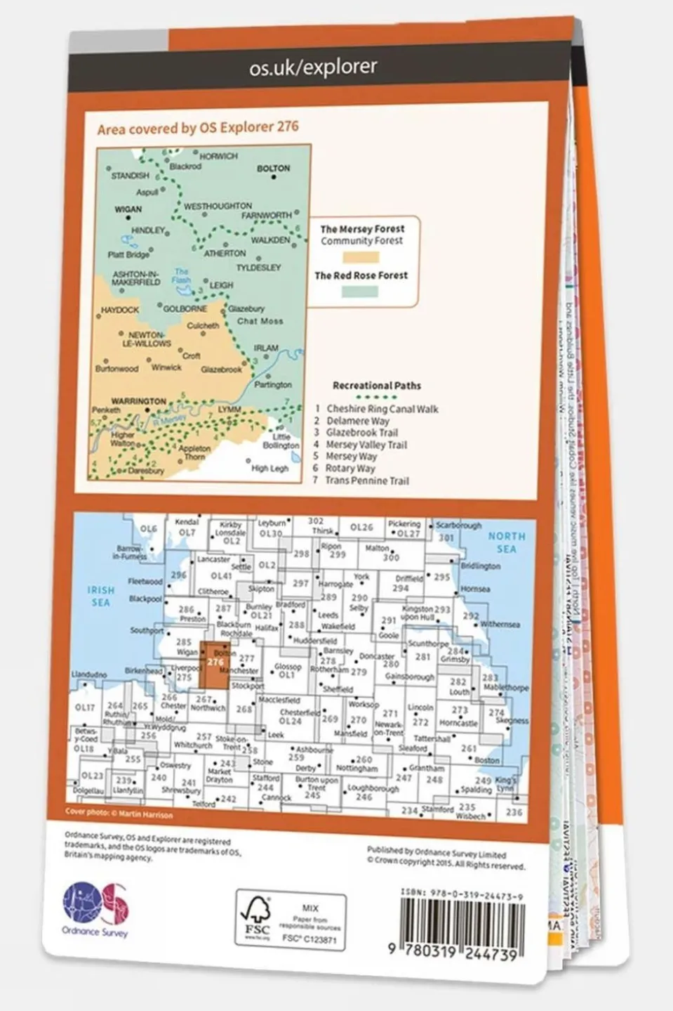 Active Explorer Map 276 Bolton Central, Wigan and Warrington