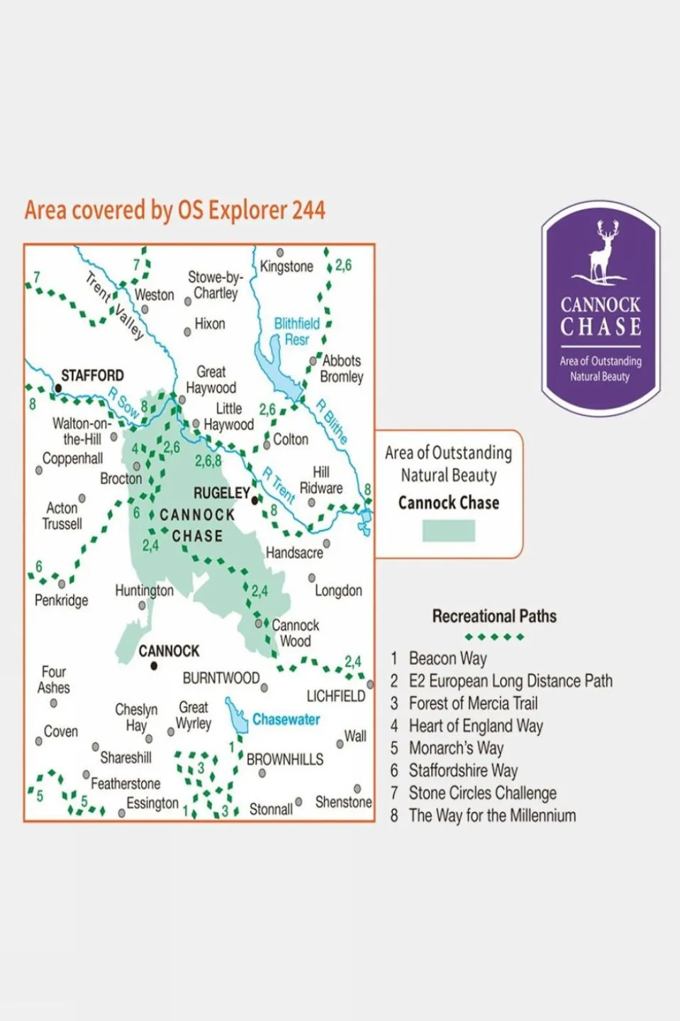 Active Explorer Map 244 Cannock Chase and Chasewater