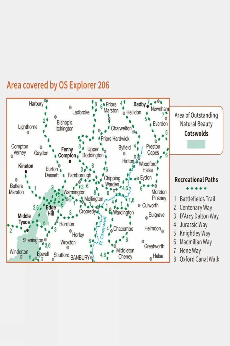 Active Explorer Map 206 Edge Hill and Fenny Compton