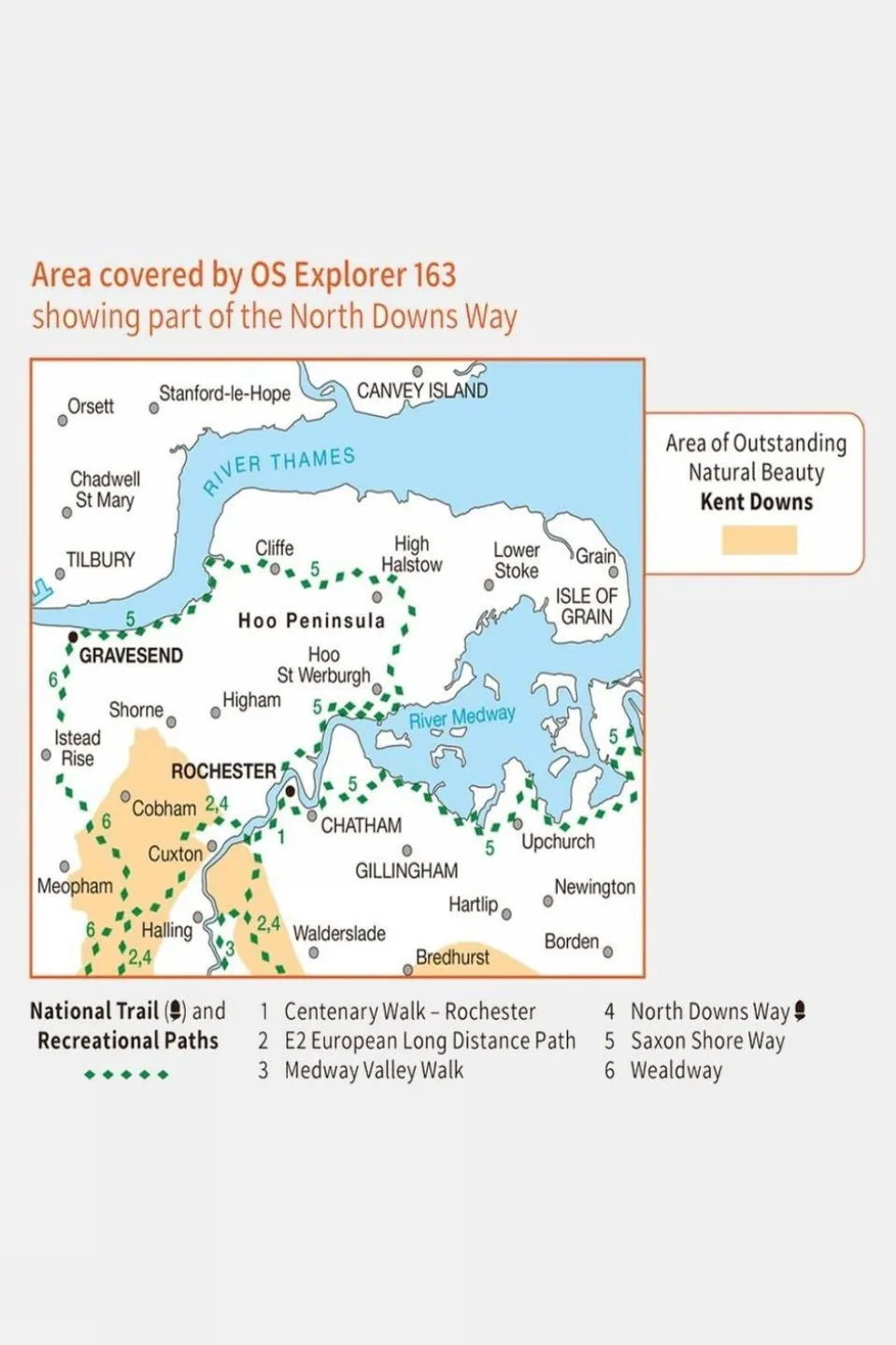 Active Explorer Map 163 Gravesend and Rochester