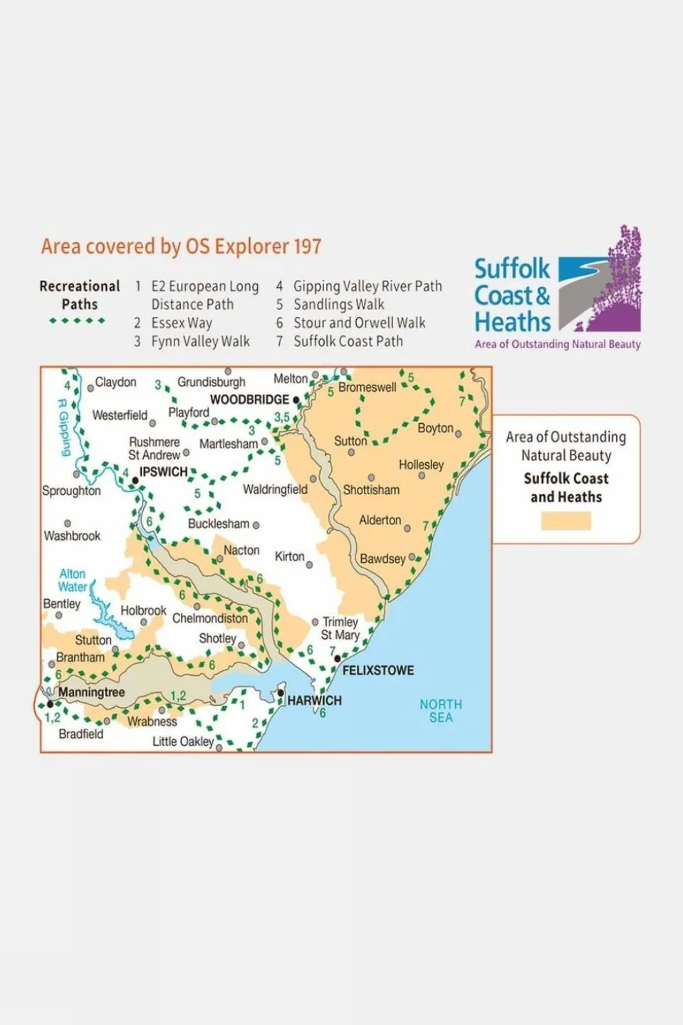 Active Explorer Map 197 Ipswich, Felixstowe and Harwich