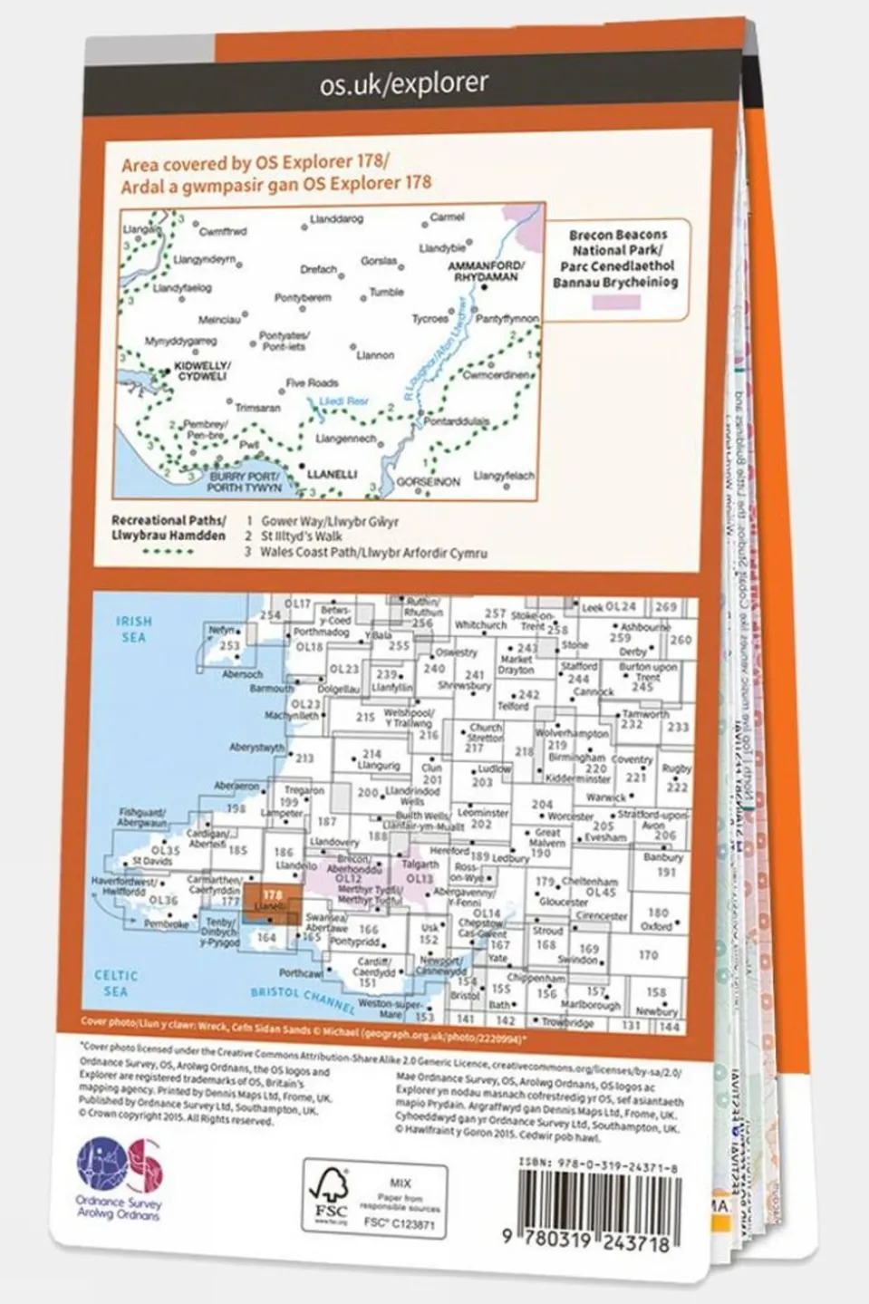 Active Explorer Map 178 Llanelli and Ammanford