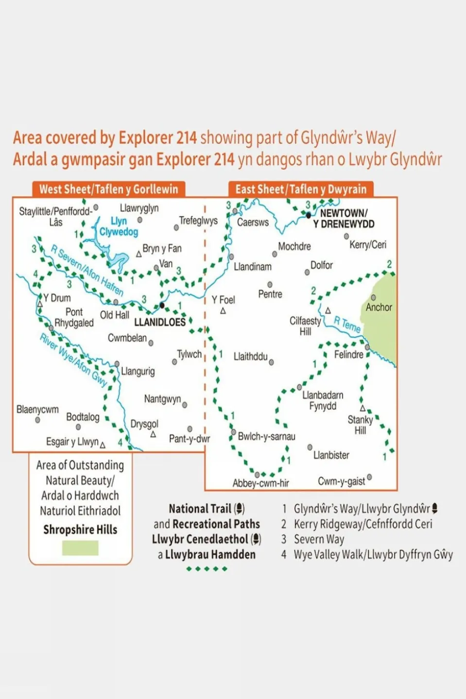 Active Explorer Map 214 Llanidloes and Newtown