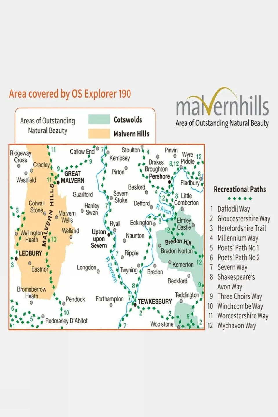 Active Explorer Map 190 Malvern Hills and Bredon Hill