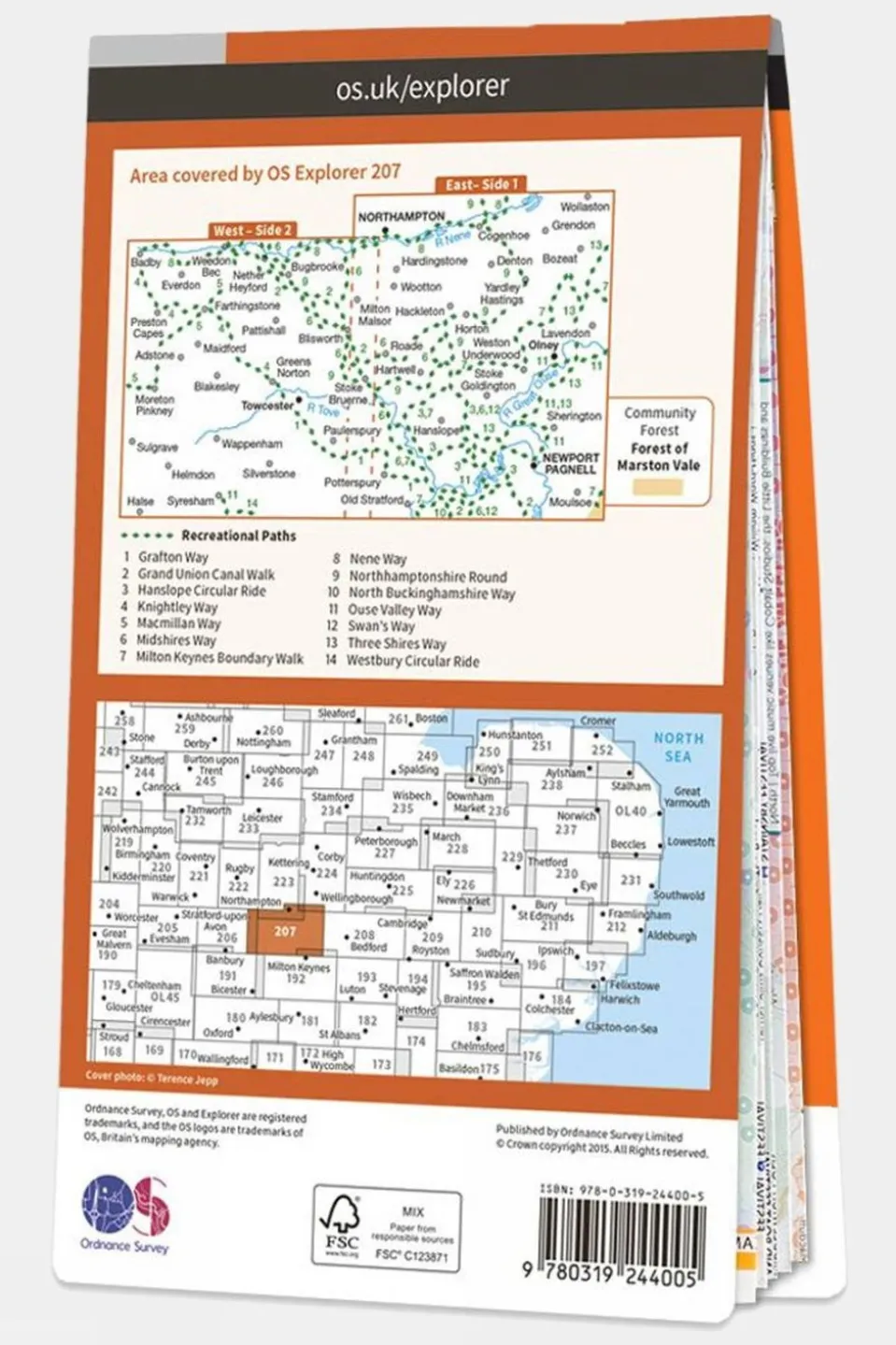 Active Explorer Map 207 Newport Pagnell and Northampton South