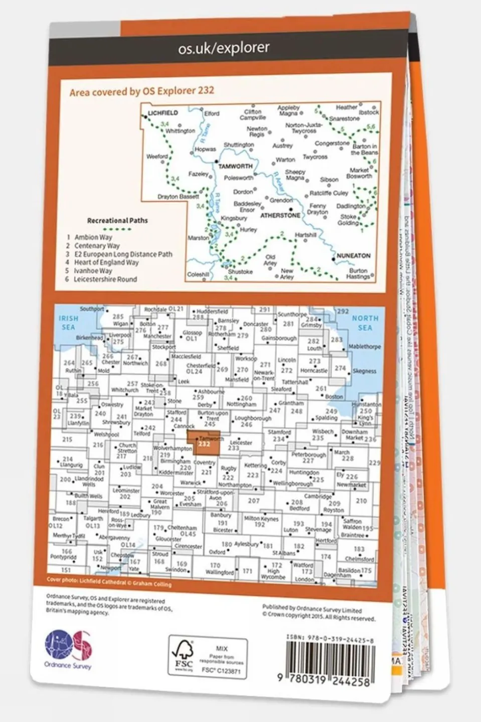 Active Explorer Map 232 Nuneaton and Tamworth