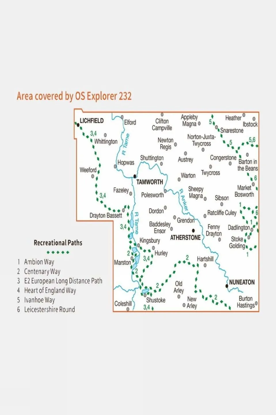 Active Explorer Map 232 Nuneaton and Tamworth