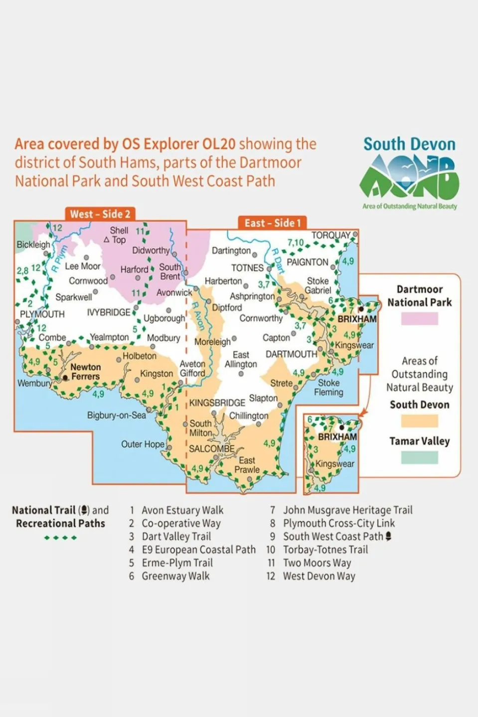 Active Explorer Map OL20 South Devon