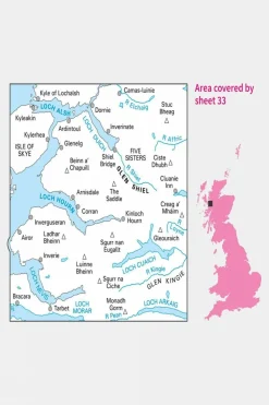 Active Landranger Map 33 Loch Alsh, Glen Shiel and Loch Hourn