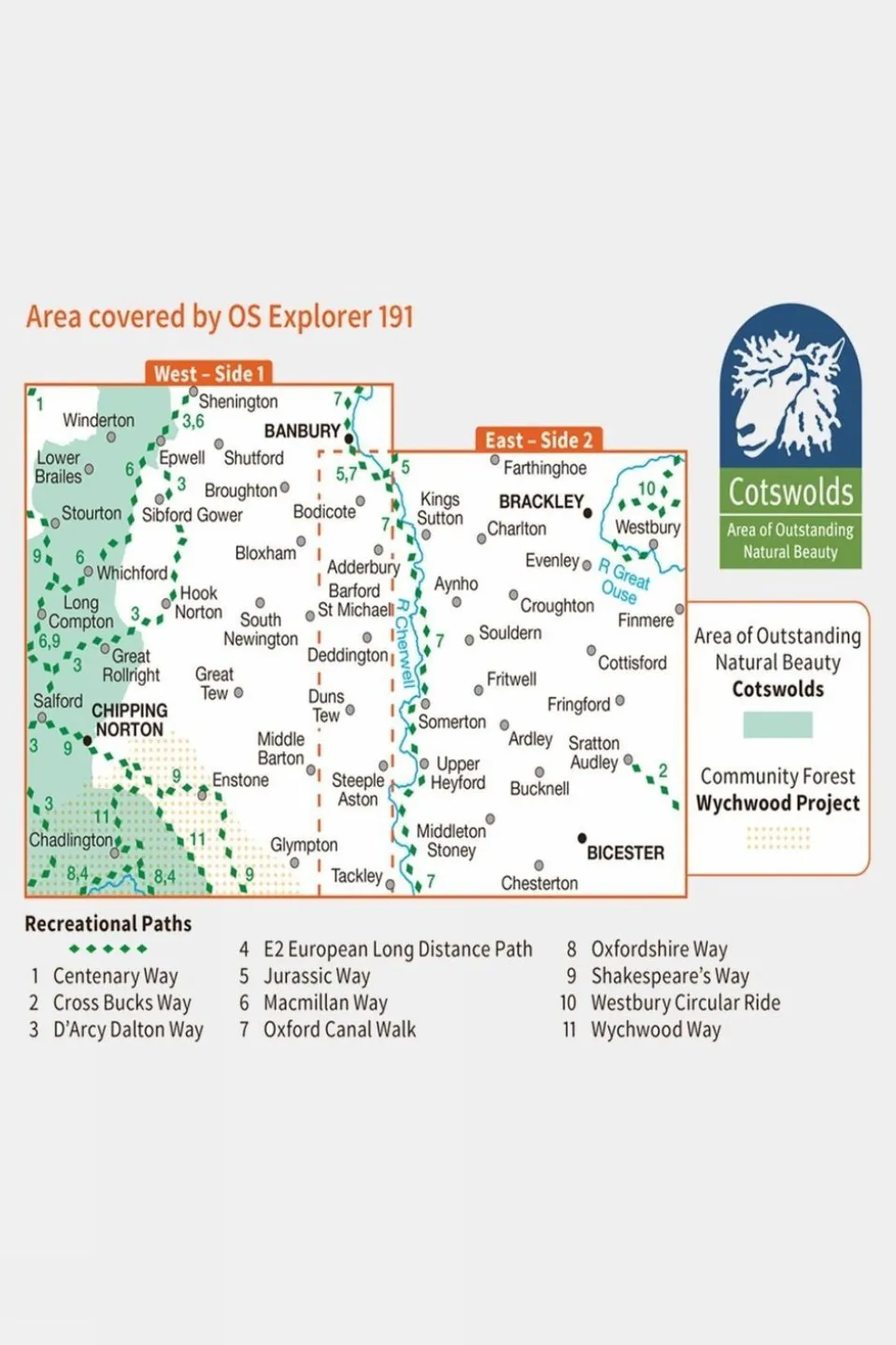Explorer Map 191 Banbury, Bicester and Chipping Norton