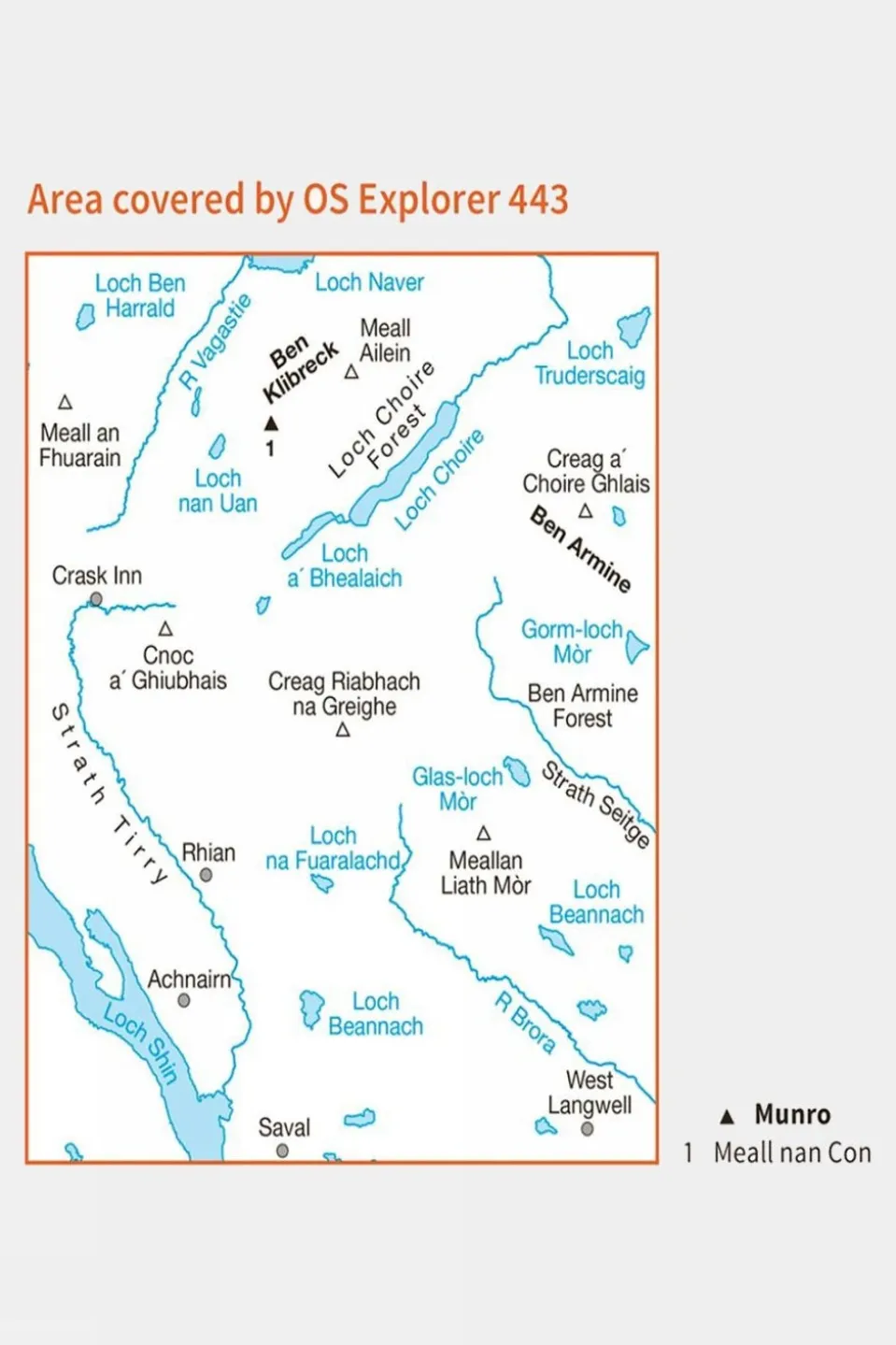Explorer Map 443 Ben Klibreck and Ben Armine