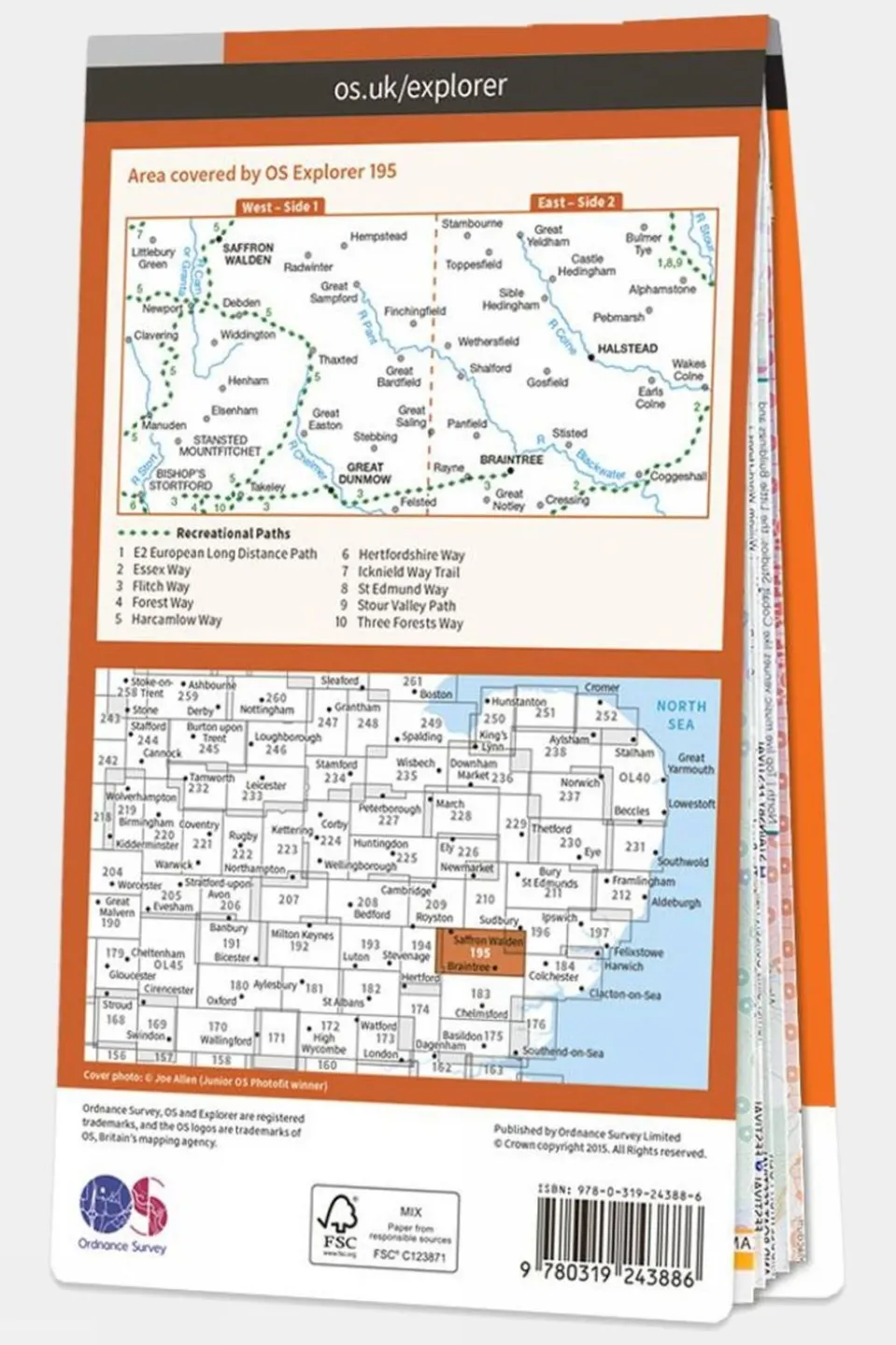 Explorer Map 195 Braintree and Saffron Walden