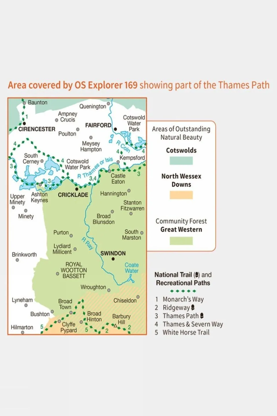 Explorer Map 169 Cirencester and Swindon