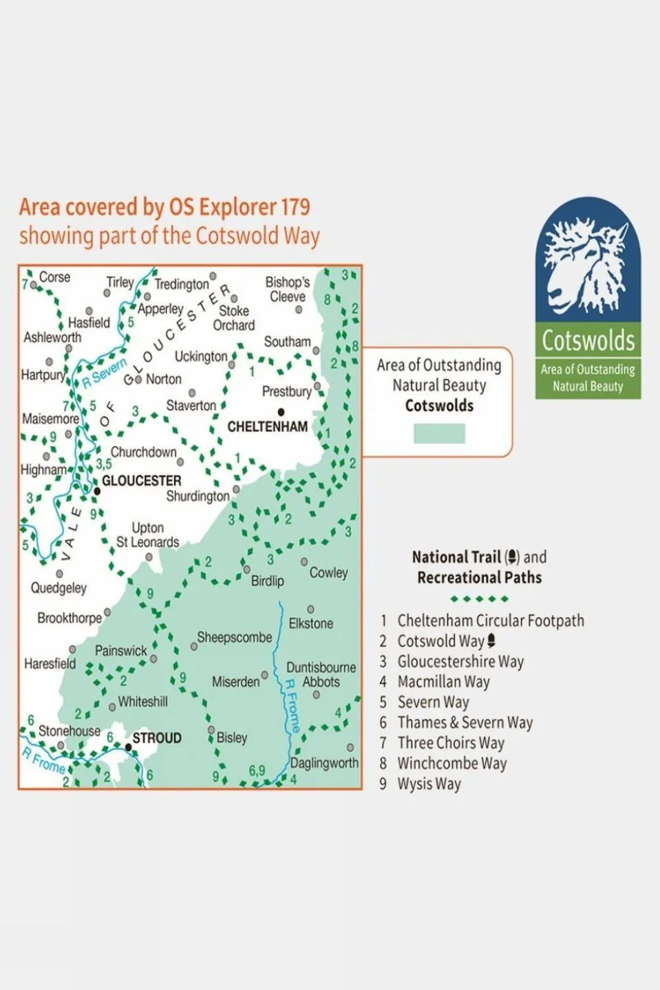 Explorer Map 179 Gloucester, Cheltenham and Stroud