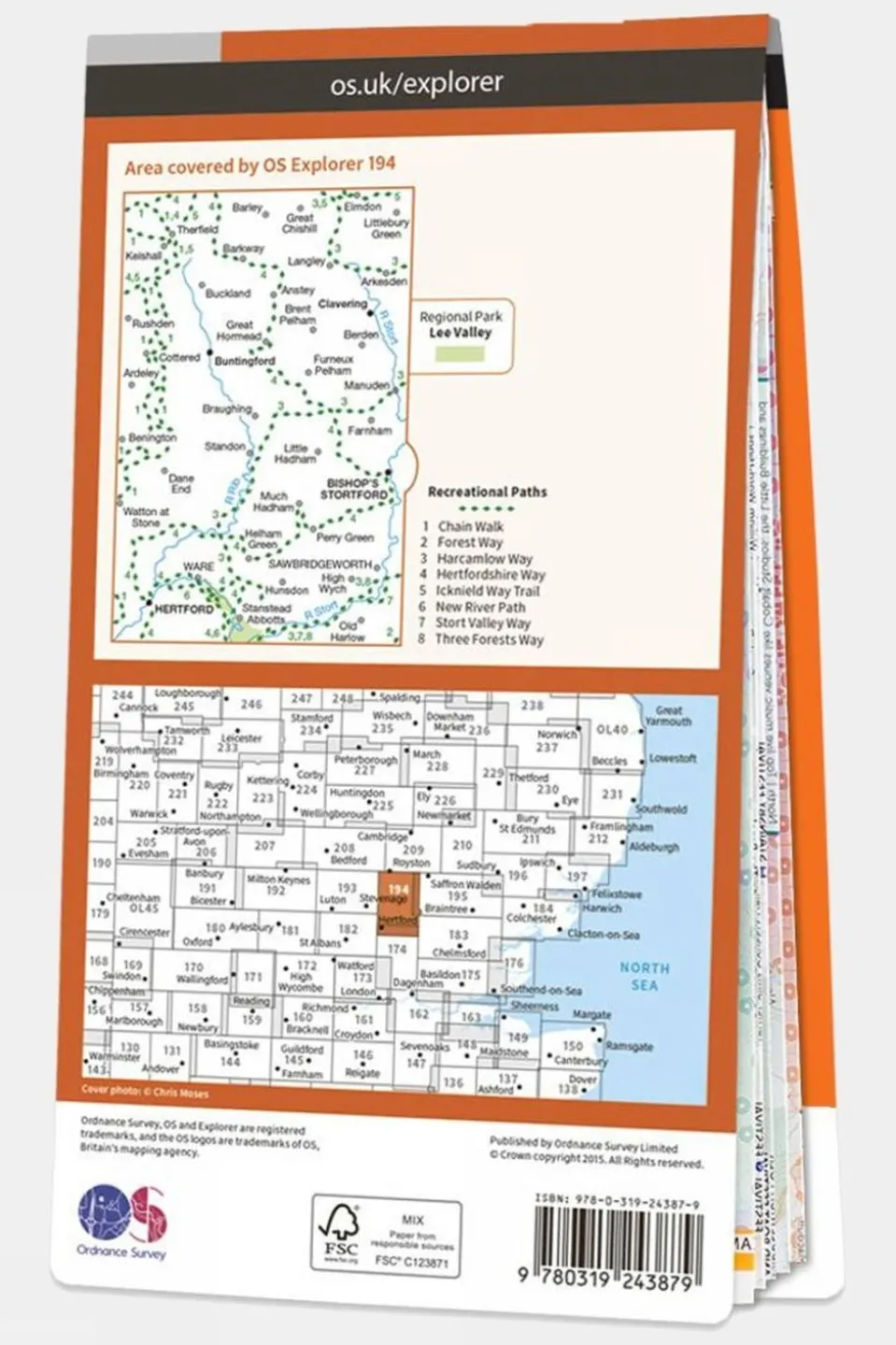 Explorer Map 194 Hertford and Bishops Stortford