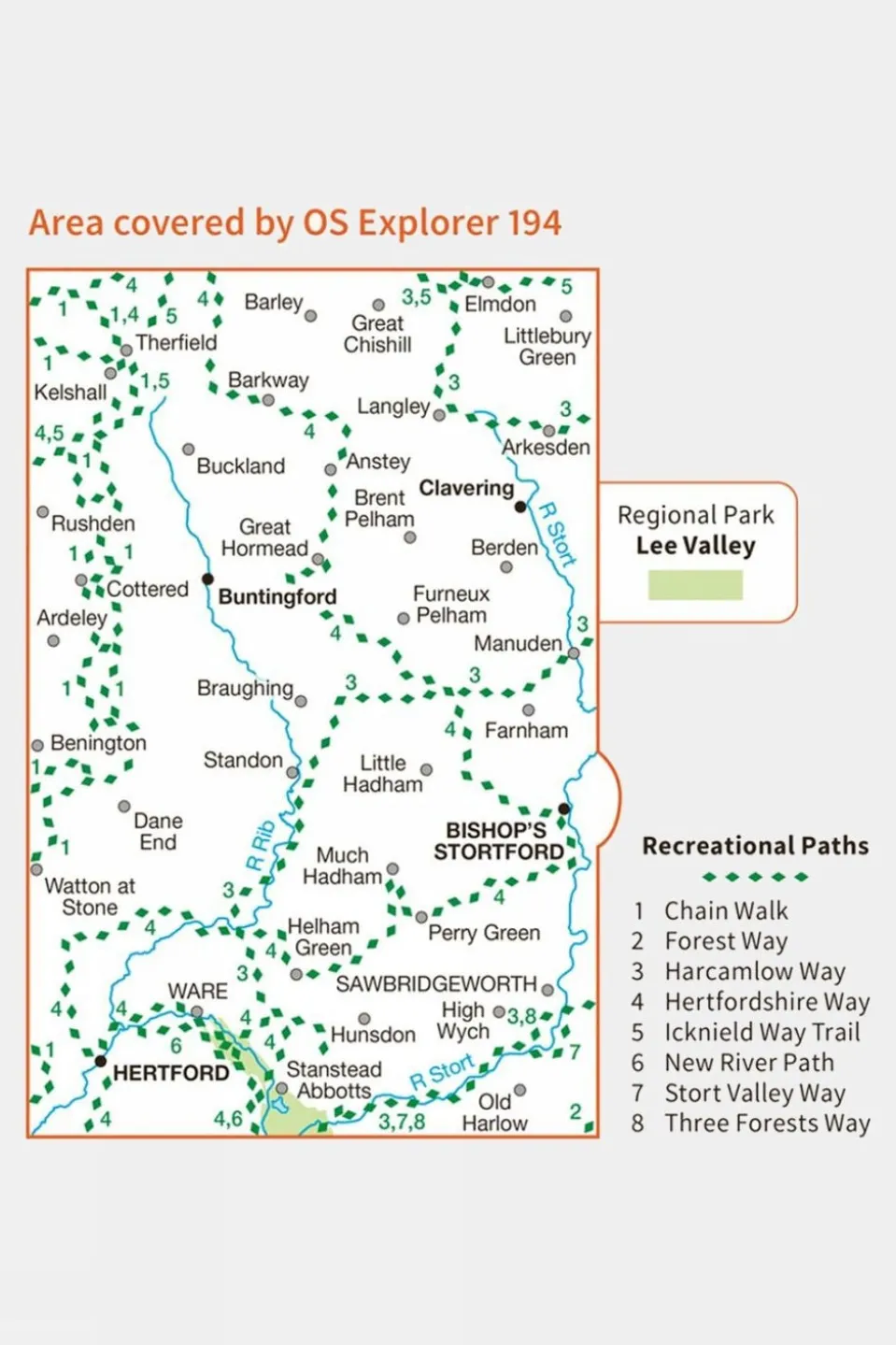 Explorer Map 194 Hertford and Bishops Stortford