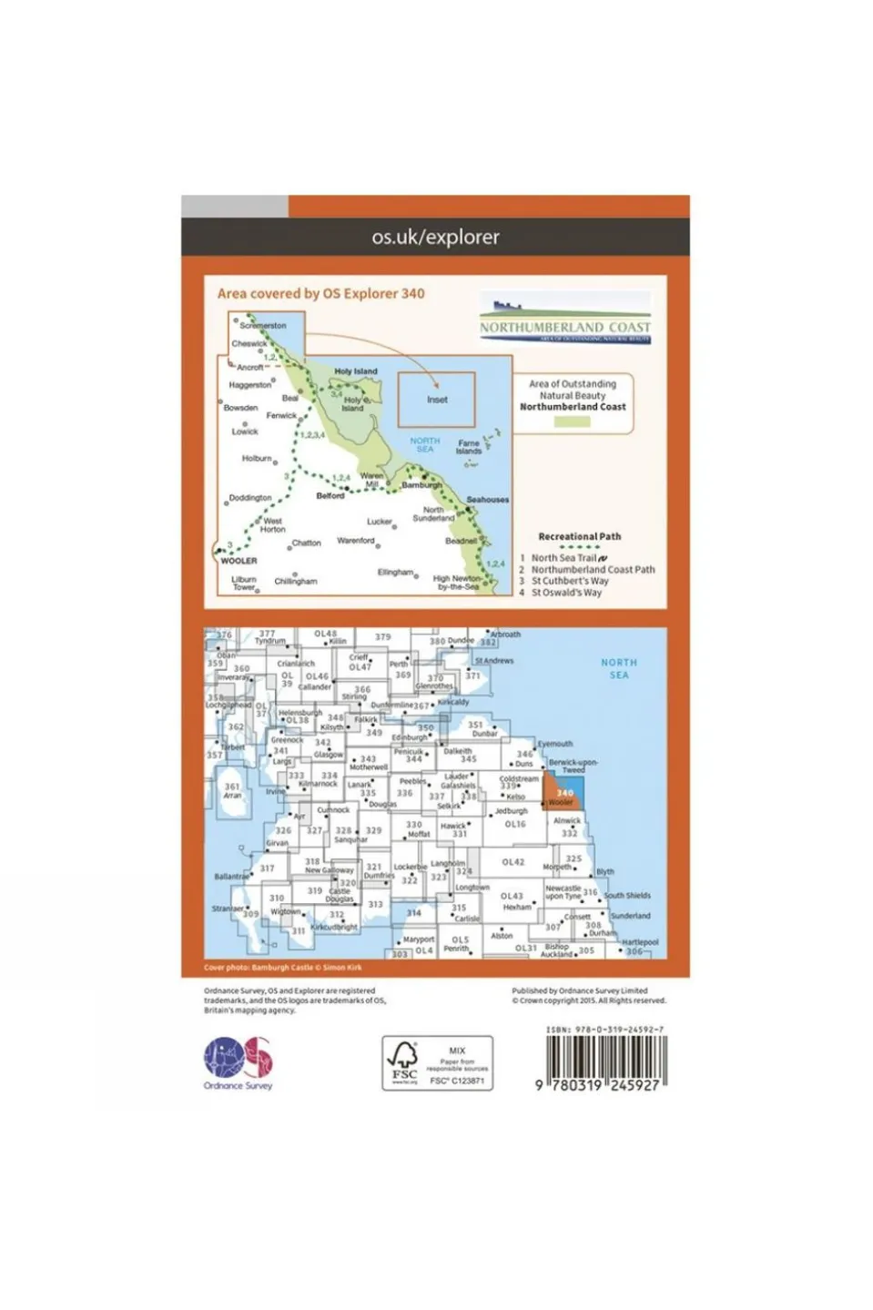 Explorer Map 340 Holy Island and Bamburgh