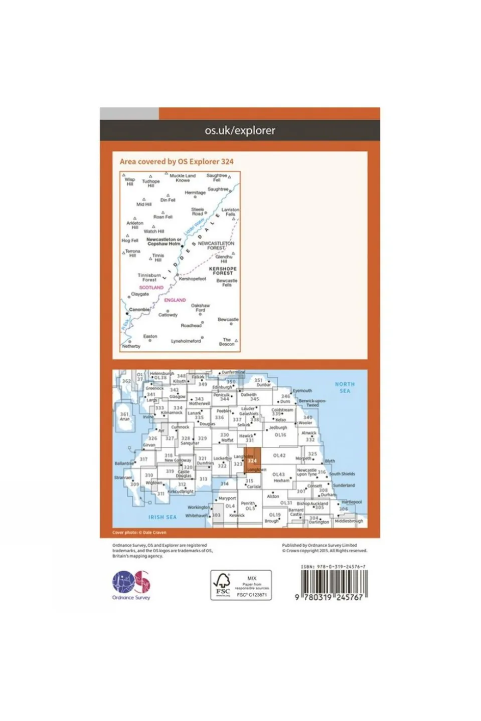Explorer Map 324 Liddesdale and Kershope Forest