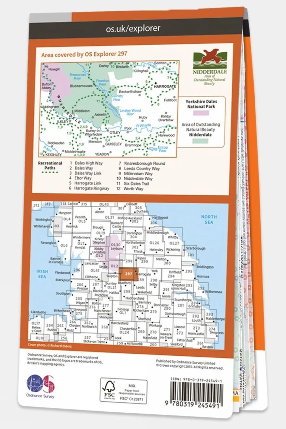 Explorer Map 297 Lower Wharfedale and Washburn Valley