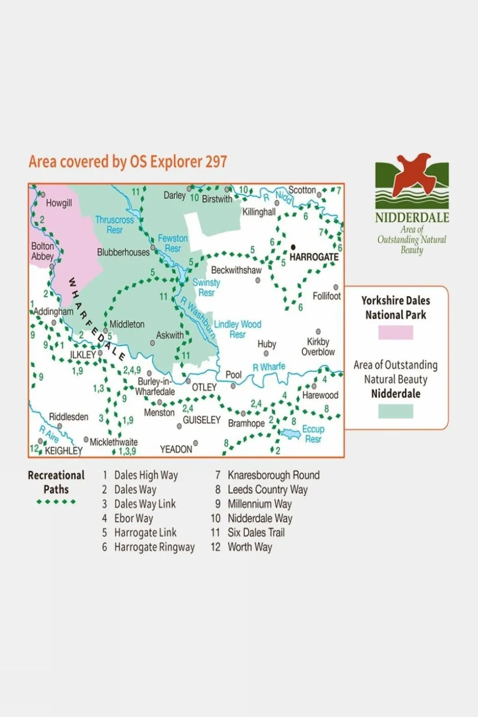 Explorer Map 297 Lower Wharfedale and Washburn Valley