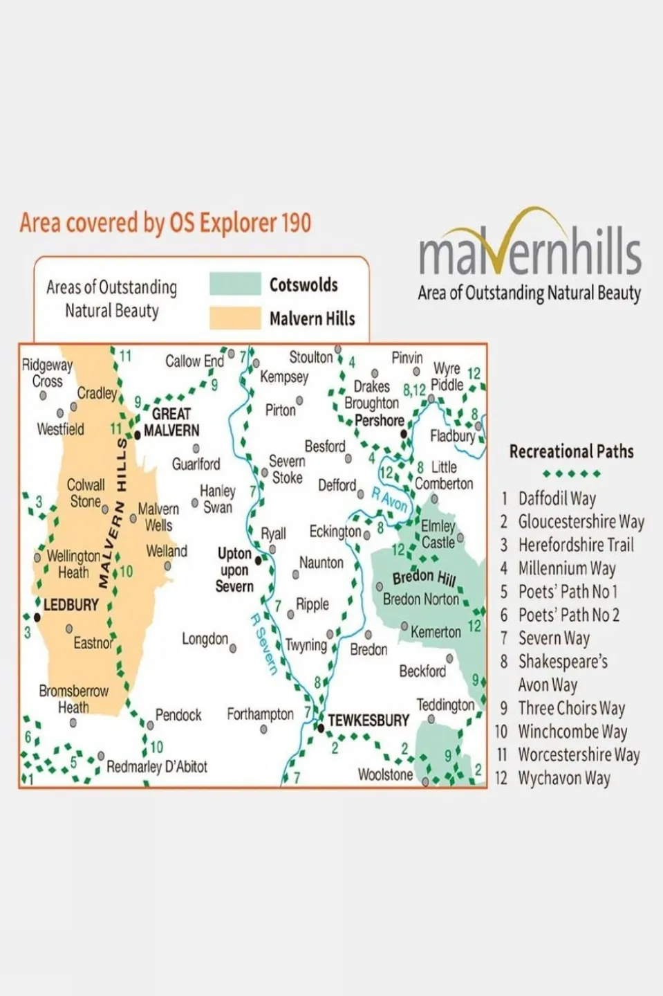 Explorer Map 190 Malvern Hills and Bredon Hill