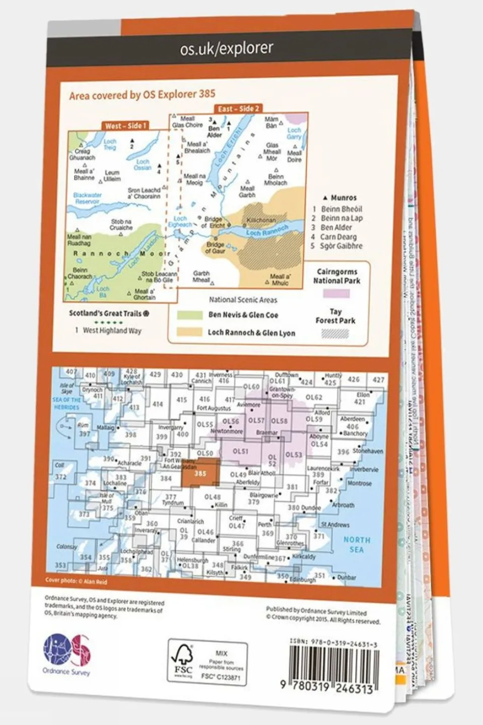Explorer Map 385 Rannoch Moor and Ben Alder