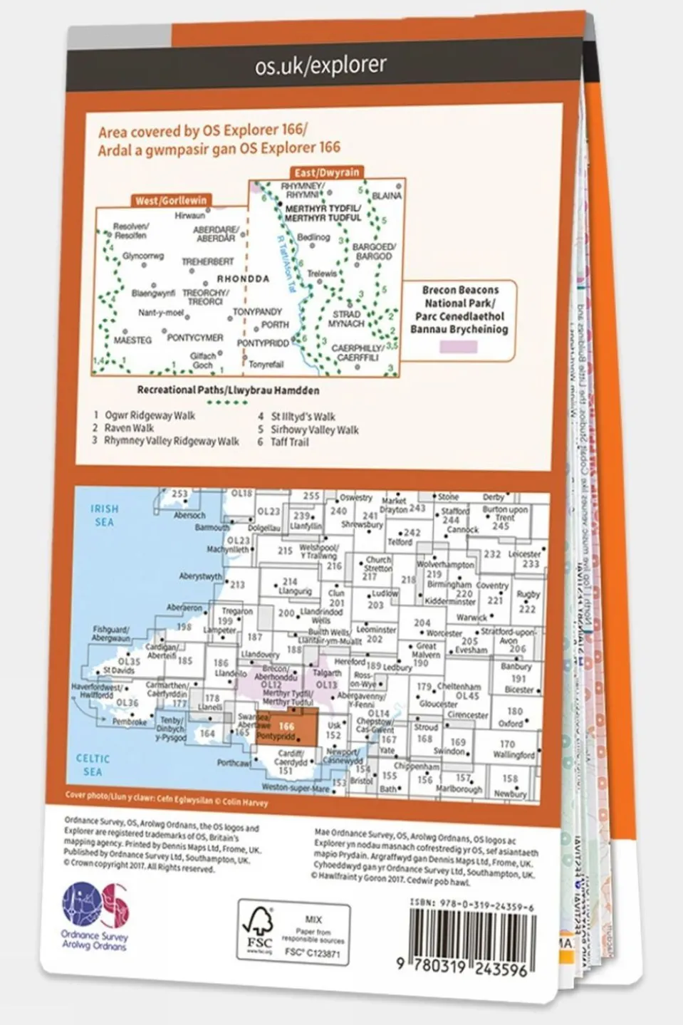 Explorer Map 166 Rhondda and Merthyr Tydfil