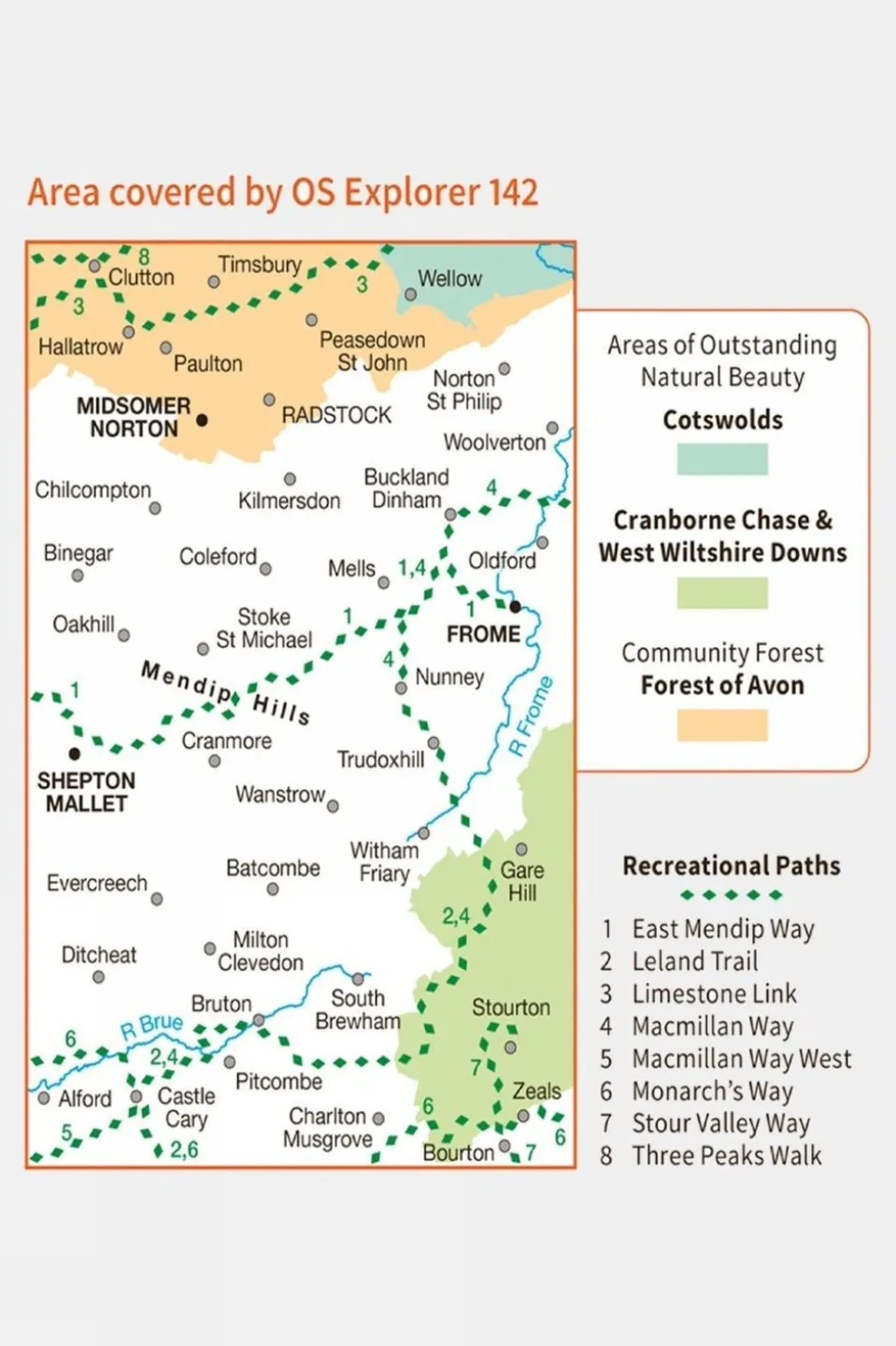 Explorer Map 142 Shepton Mallet and Mendip Hills East