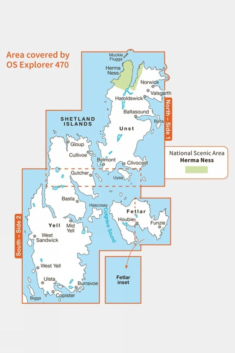 Explorer Map 470 Shetland - Unst, Yell and Fetlar