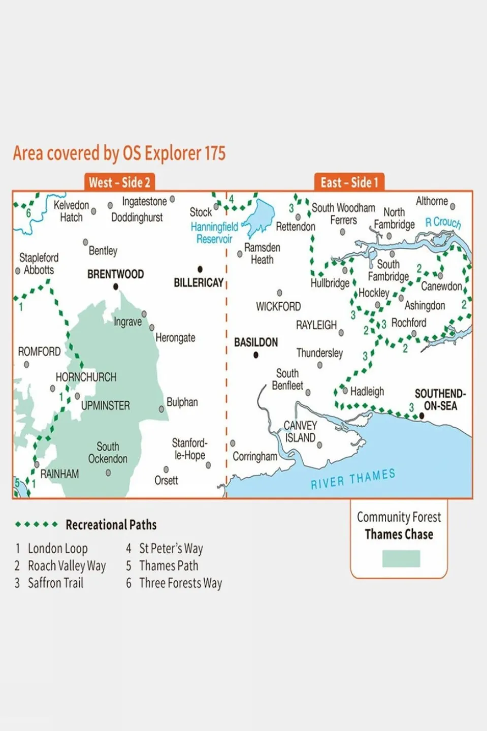 Explorer Map 175 Southend-on-Sea and Basildon