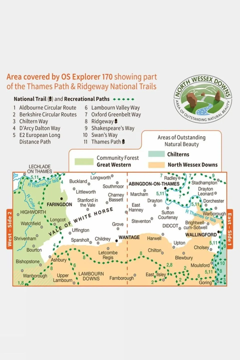 Explorer Map 170 Vale of White Horse, Abingdon and Wantage