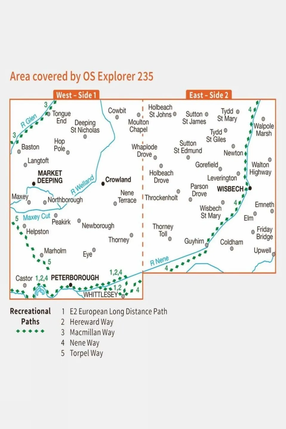 Explorer Map 235 Wisbech and Peterborough North