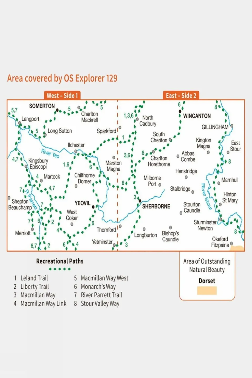 Explorer Map 129 Yeovil and Sherborne