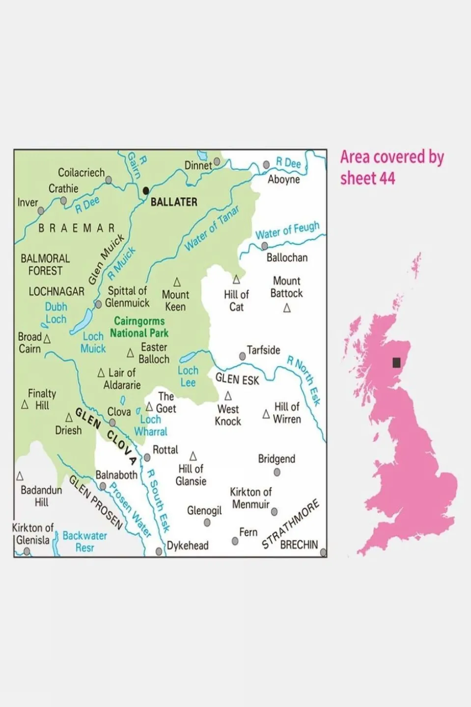 Landranger Map 44 Ballater and Glen Clova