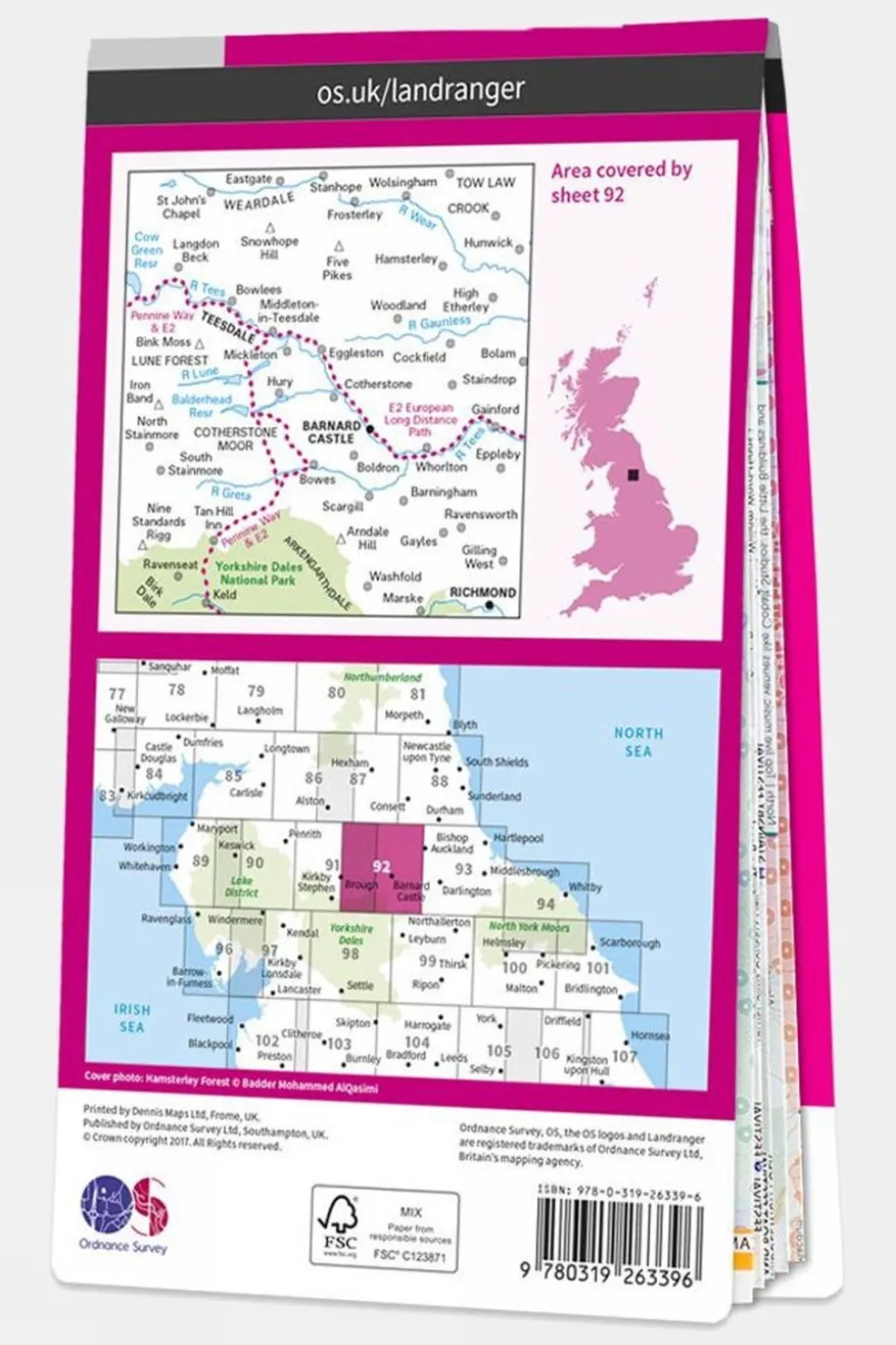 Landranger Map 92 Barnard Castle and Richmond