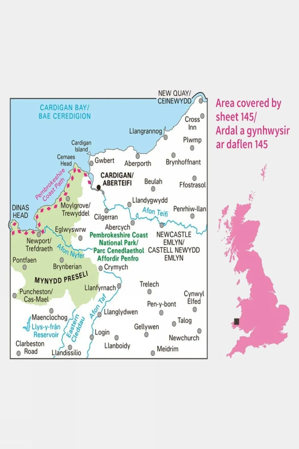 Landranger Map 145 Cardigan and Mynydd Preseli