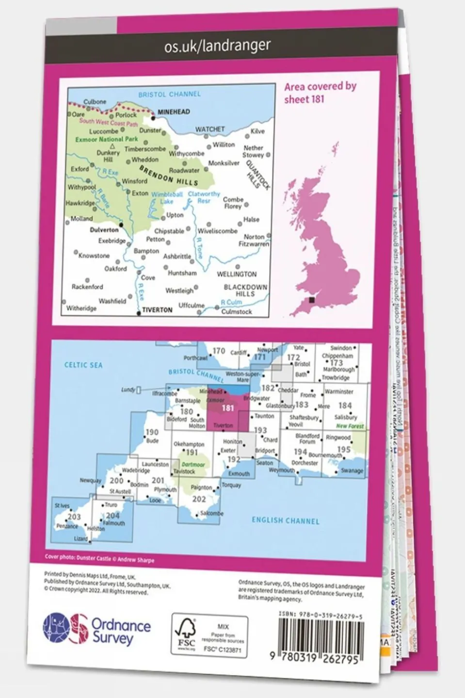Landranger Map 181 Minehead And Brendon Hills