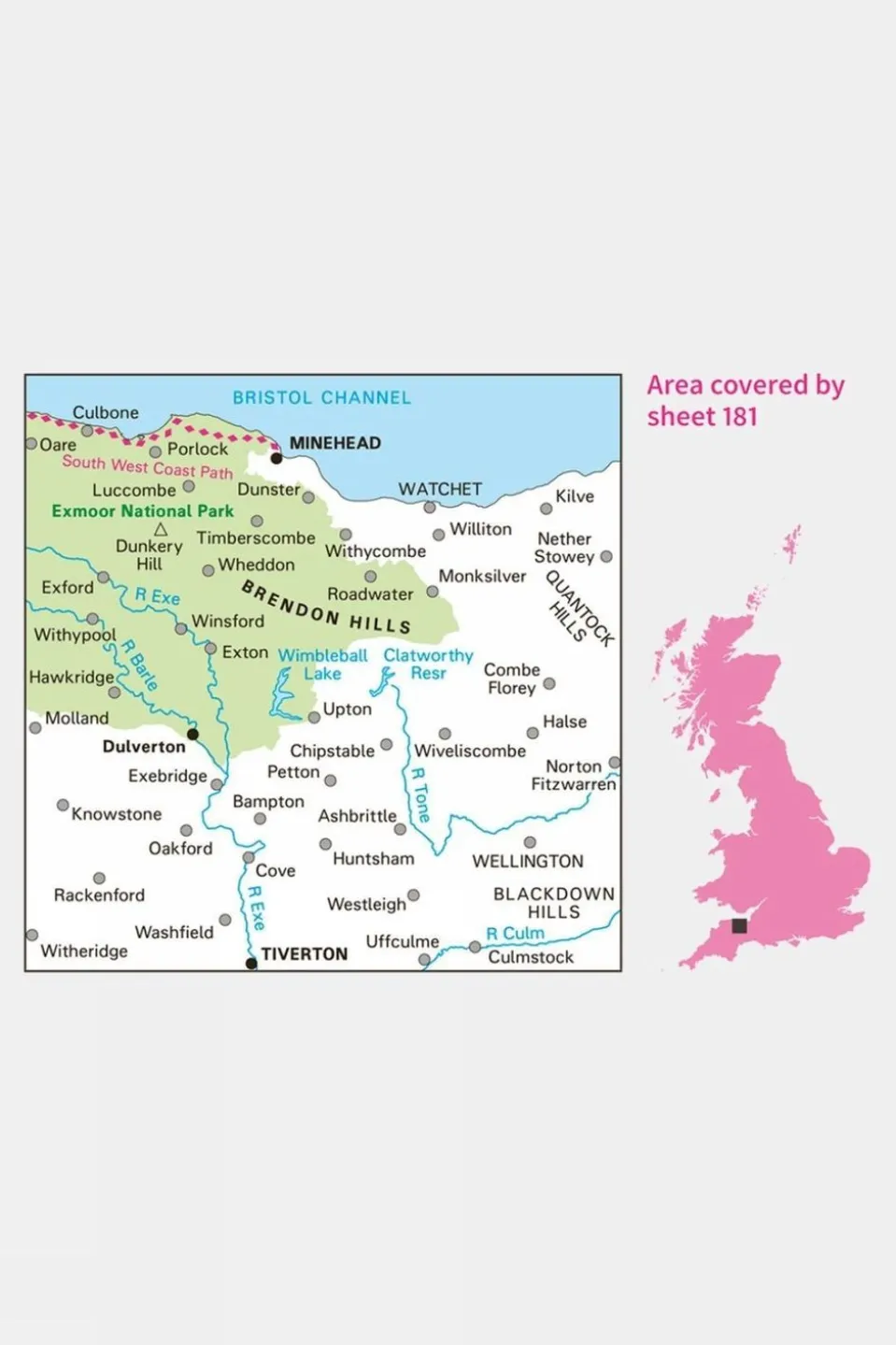 Landranger Map 181 Minehead And Brendon Hills