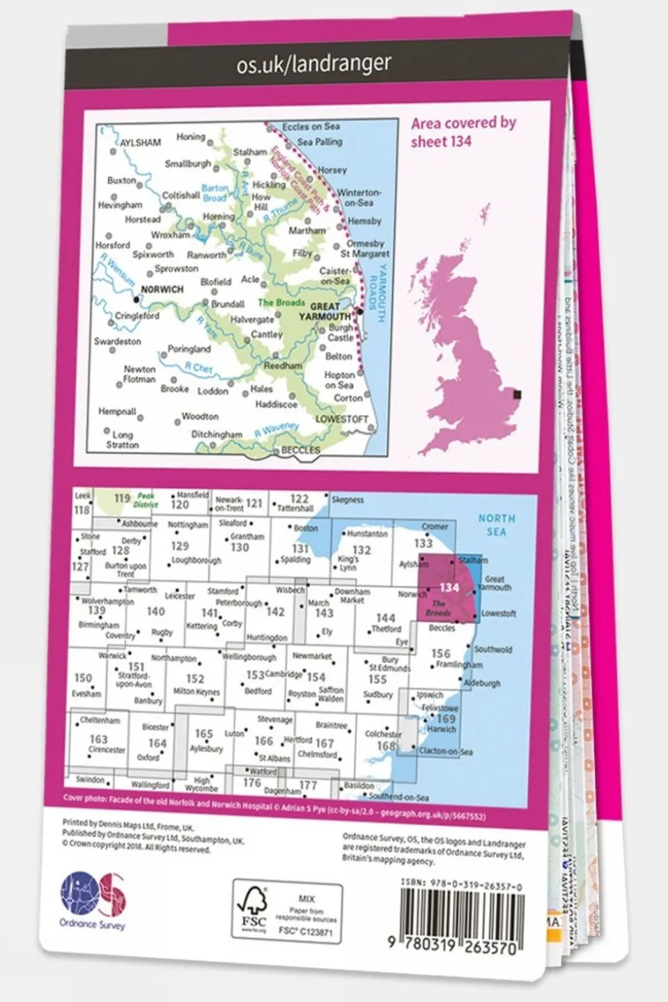 Landranger Map 134 Norwich and The Broads