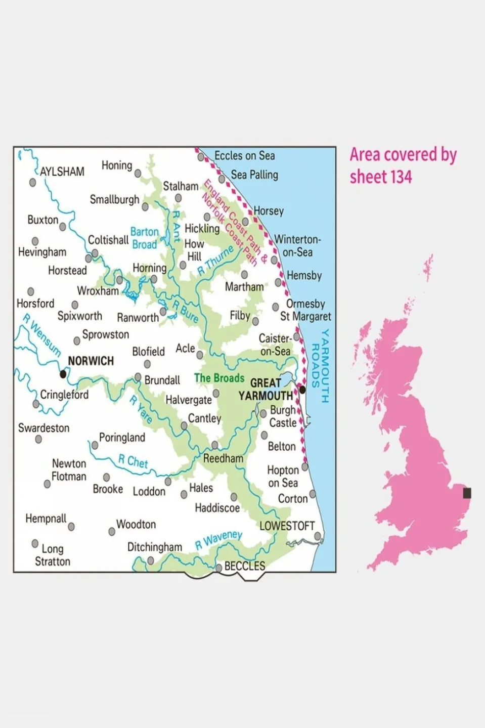 Landranger Map 134 Norwich and The Broads