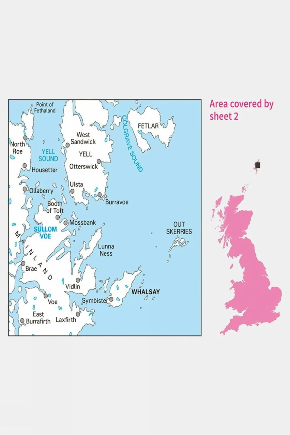 Landranger Map 02 Shetland - Sullom Voe and Whalsay