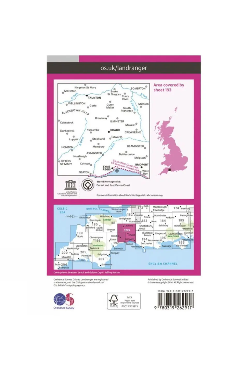 Landranger Map 193 Taunton and Lyme Regis