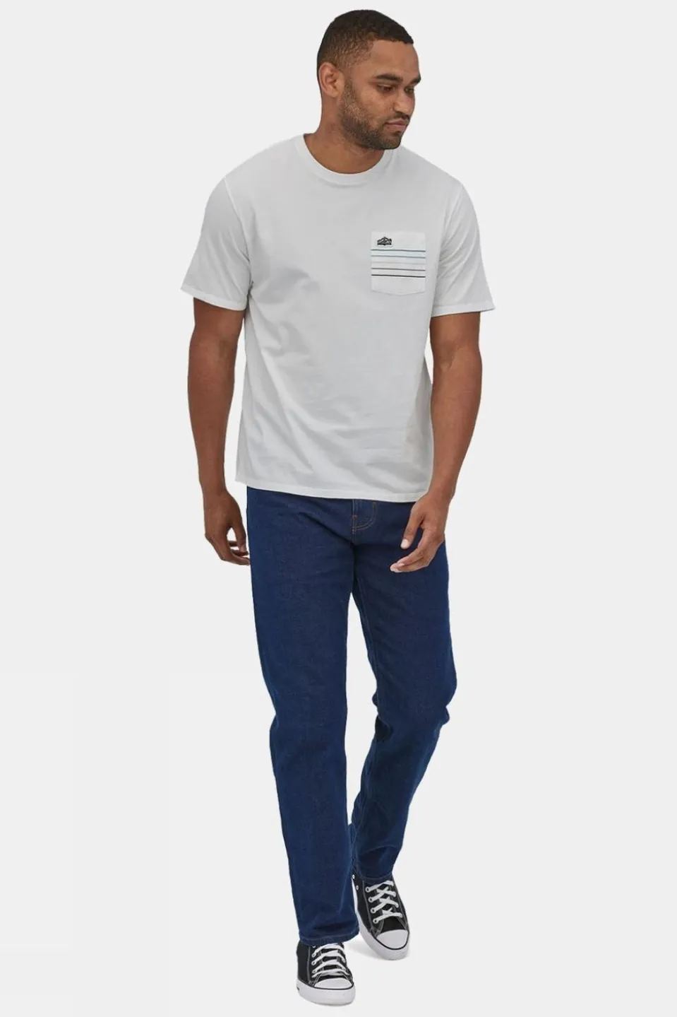 Mens Line Logo Ridge Stripe Organic Pocket T-Shirt