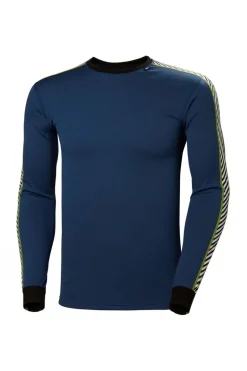 Mens Stripe Crew Long Sleeve Base Layer Top