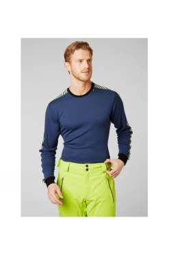 Mens Stripe Crew Long Sleeve Base Layer Top