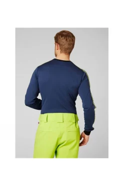 Mens Stripe Crew Long Sleeve Base Layer Top