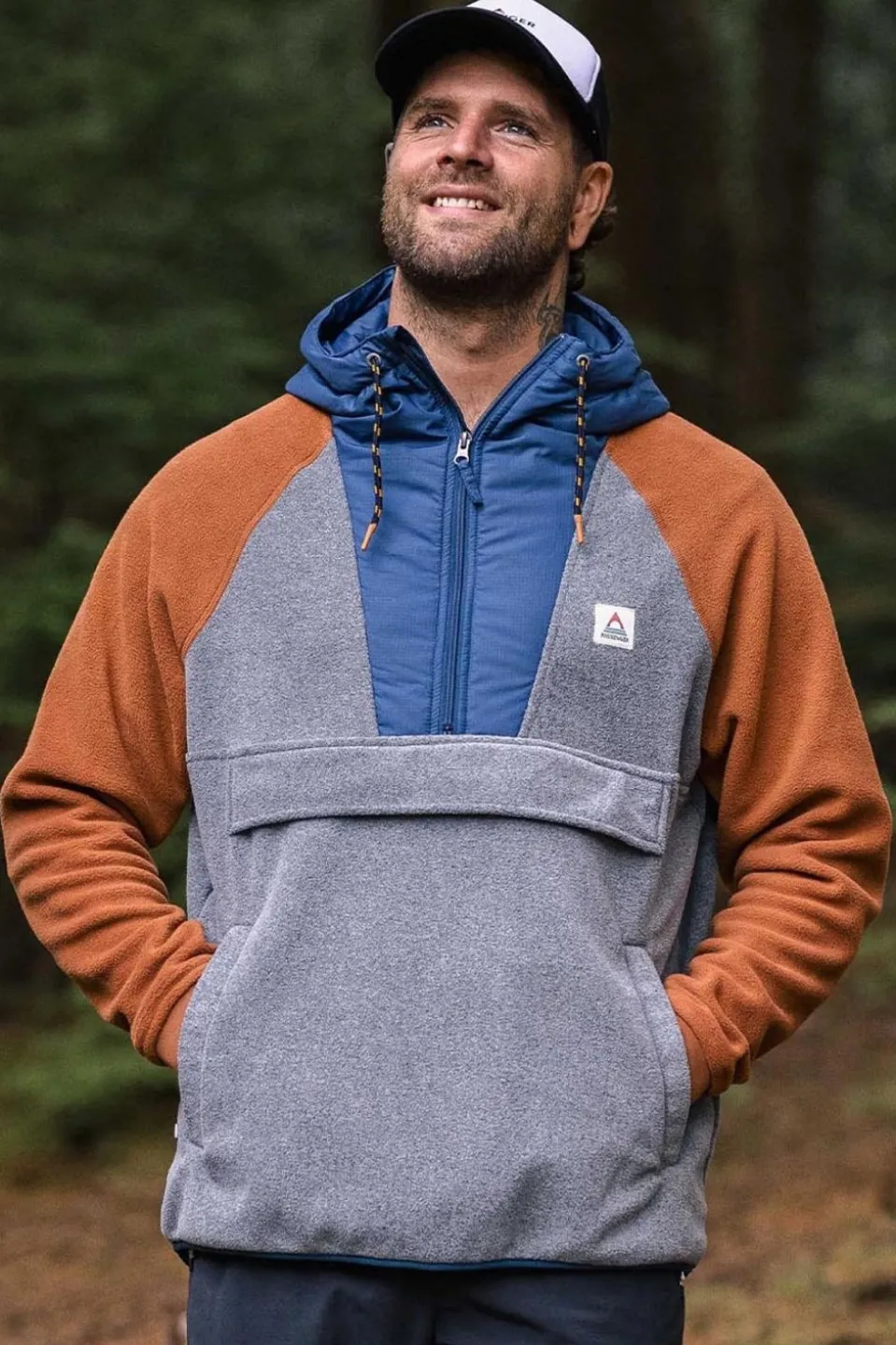 Mens Woodland Hooded Half Zip Polar Fleece
