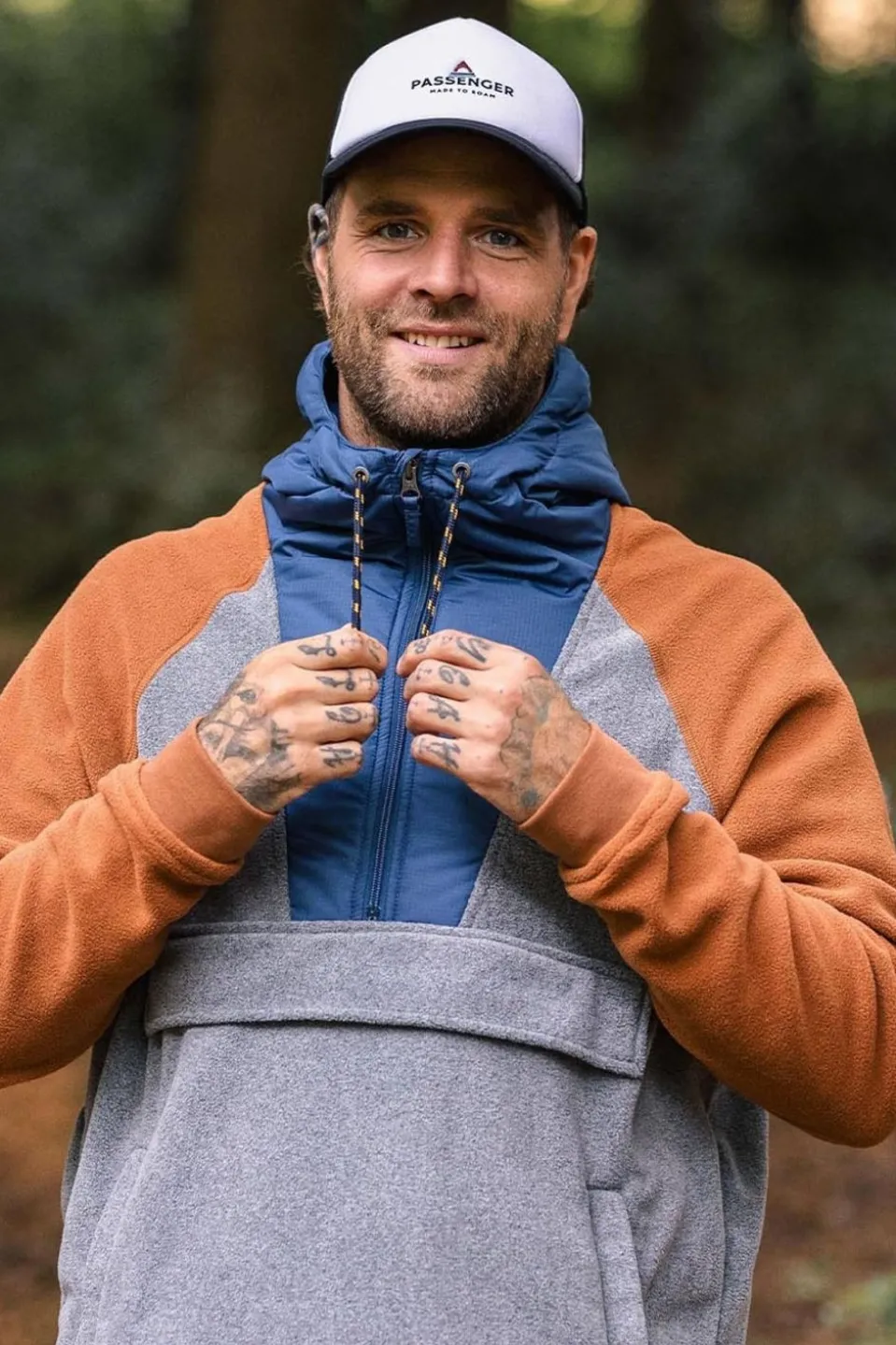 Mens Woodland Hooded Half Zip Polar Fleece