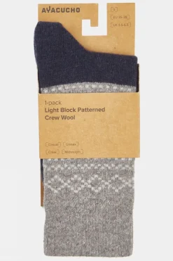 Unisex Light Block Patterned Crew Wool Socks