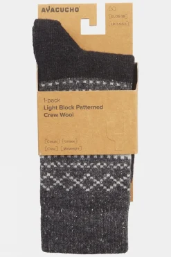 Unisex Light Block Patterned Crew Wool Socks